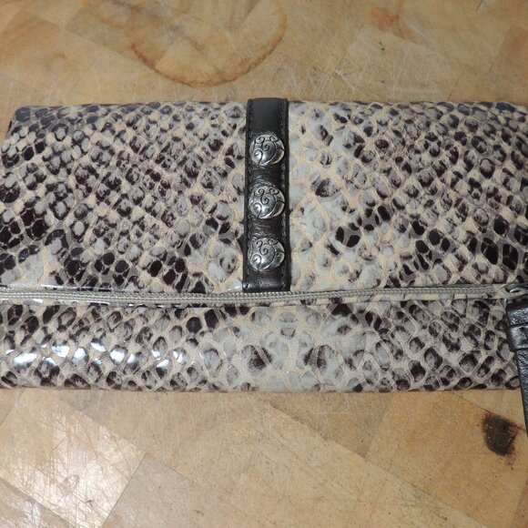 Vintage Brighton Nolita Snakeskin Wallet Clutch Tri-Fold - Picture 1 of 5